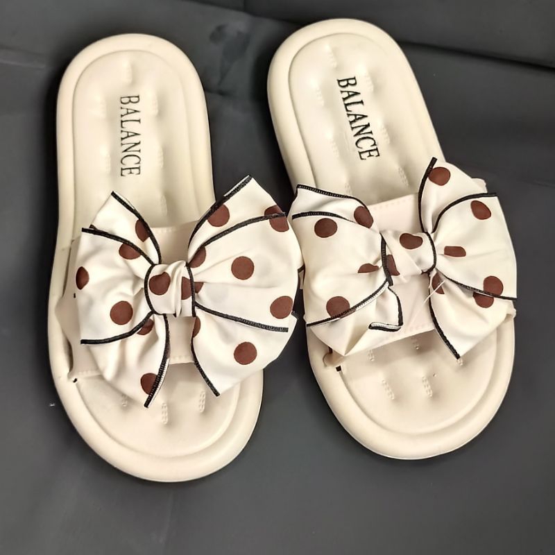 Sandal Selop Wanita Import Sandal Jelly Wanita Sandal Wanita Motif Pita Polkadot BALANCE Kekinian Terbaru Sendal Cewek Slip On