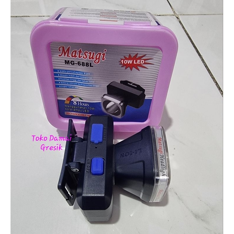 Matsugi Head lamp Senter kepala Charge MG 688L 10Watt. murah kualitas bagus