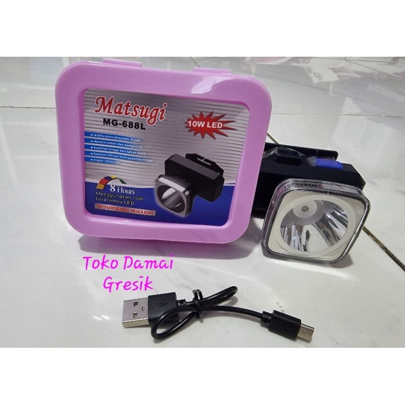 Matsugi Head lamp Senter kepala Charge MG 688L 10Watt. murah kualitas bagus