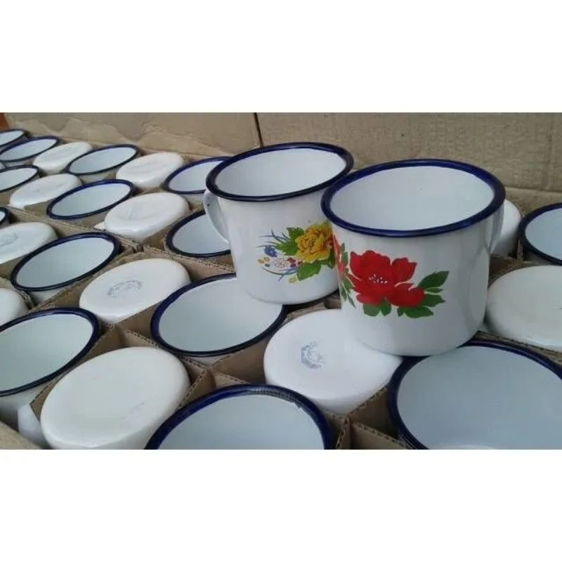 1 LUSIN Mug Enamel Jadul 6cm / Gelas Jadul Enamel 6cm / Cangkir / mug / jadul / murah / gelas kopi /