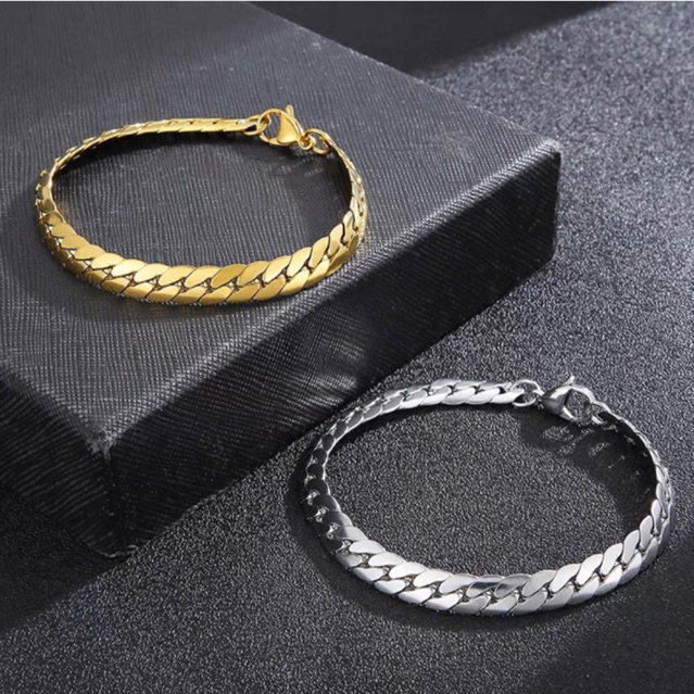 GELANG TITANIUM MODEL PUNK / GELANG RANTAI BAHAN TITANIUM ANTI KARAT DAN TIDAK PUDAR