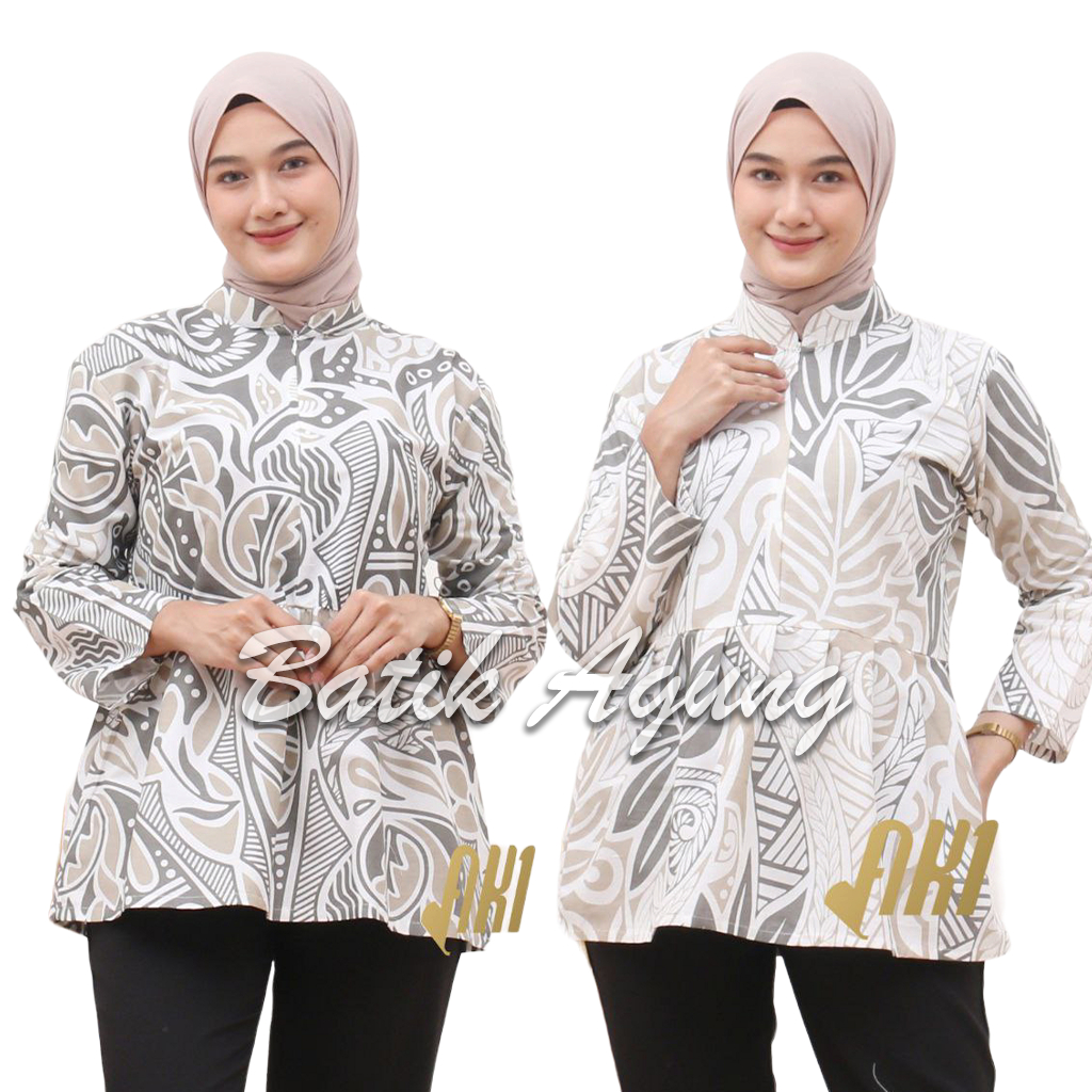 Blouse Batik Atasan Fashion Outfit Kerja Kantor Kasual Formal Wanita Cewek Modern Cantik Trend Modis