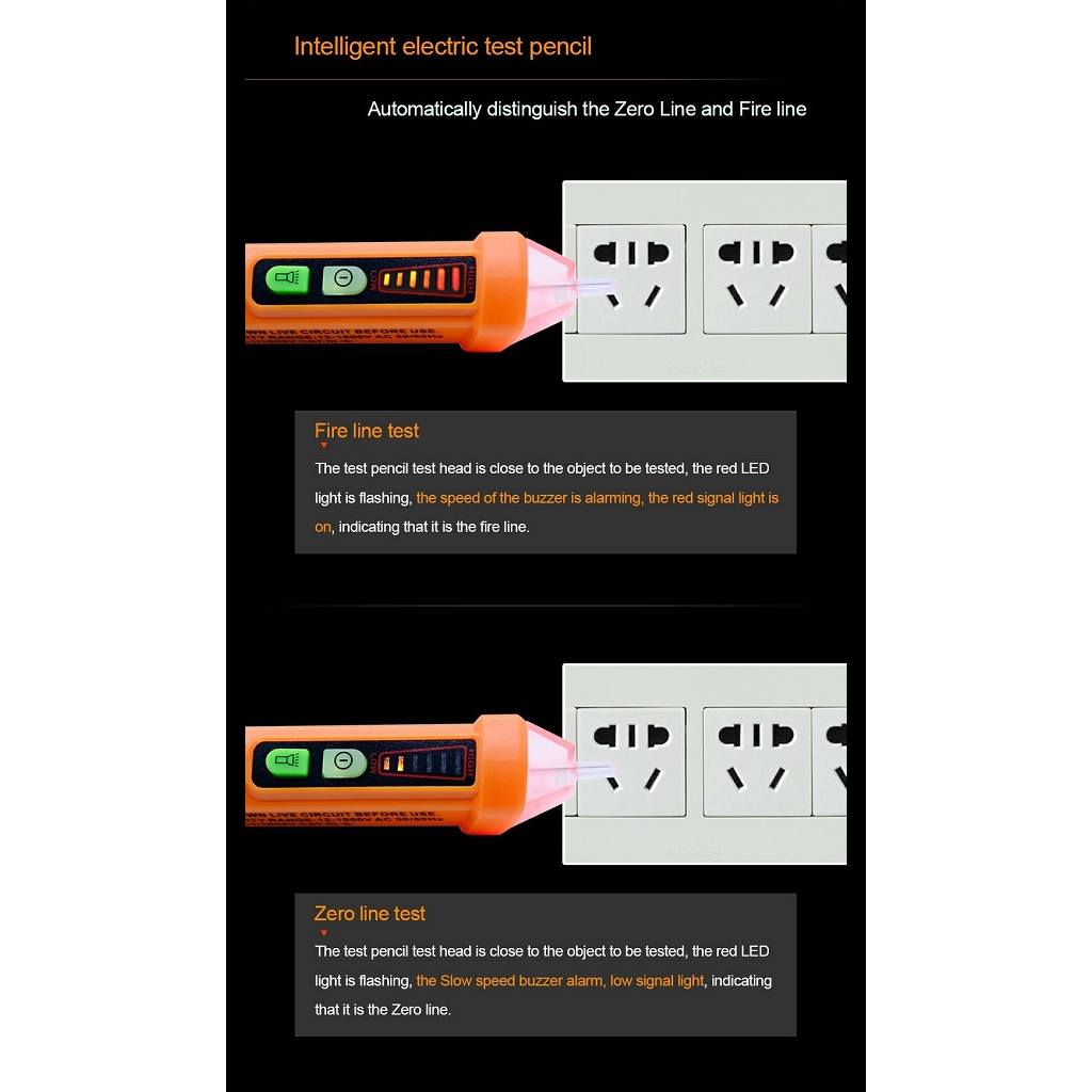 PEAKMETER PM8908C - Non-Contact AC Voltage Detector Test Pen