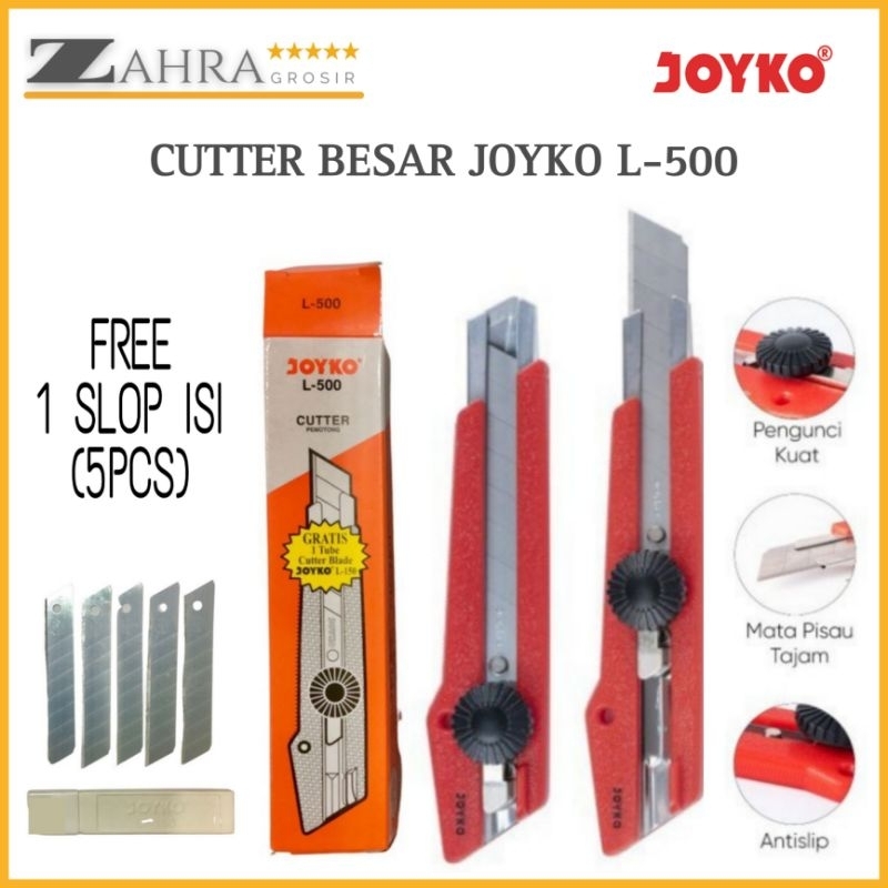 

Pisau Cutter Besar Joyko L-500 Original Free Isi 1 Tube (isi 5)