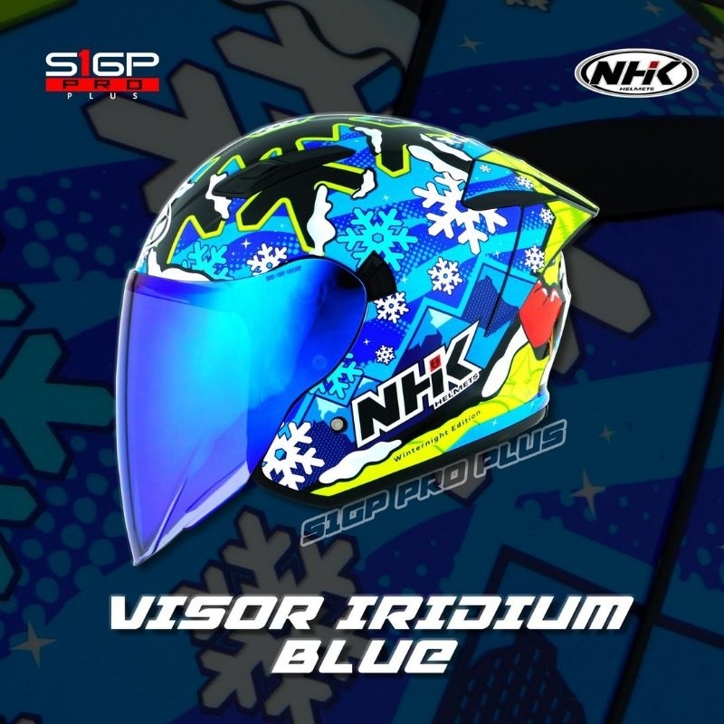 NHK S1GP PRO PLUS WINTER NIGHT BLUE | DOUBLE VISOR | HELM HALF FACE S1-GP MOTIF VISOR IRIDIUM