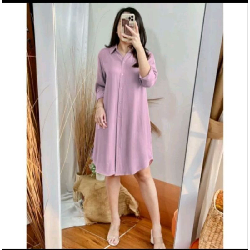 Tunik SOVIA/Tunik full kancing/ Tunik/ Mini dress/Tunik wolfiss