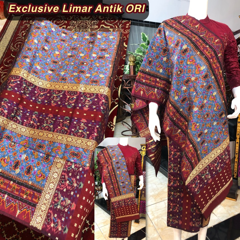 Exclusive Songket Limar Antik ORI Tumpal Limar Biru Toska/ Songket Tenun Palembang asli Tenun Tangan