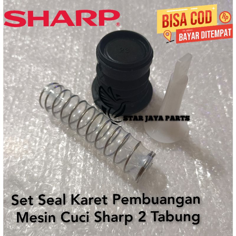 (PROMO)SET KARET SIL SEAL PEMBUANGAN MESIN CUCI SHARP (KARET+PER+TIANG)