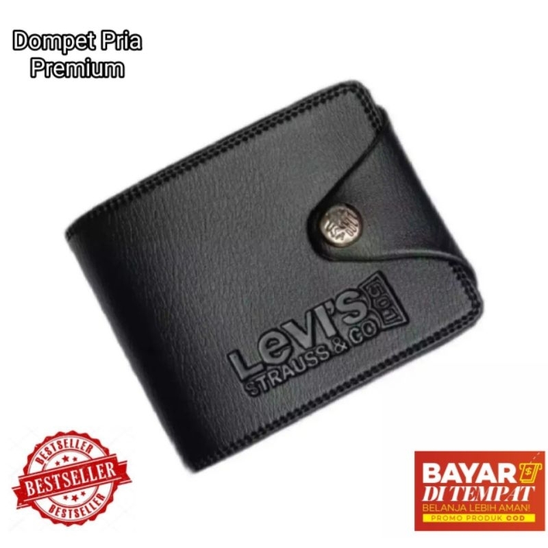 Dompet Kulit Pria Model Kancing Magnetik Dompet Pria Dewasa