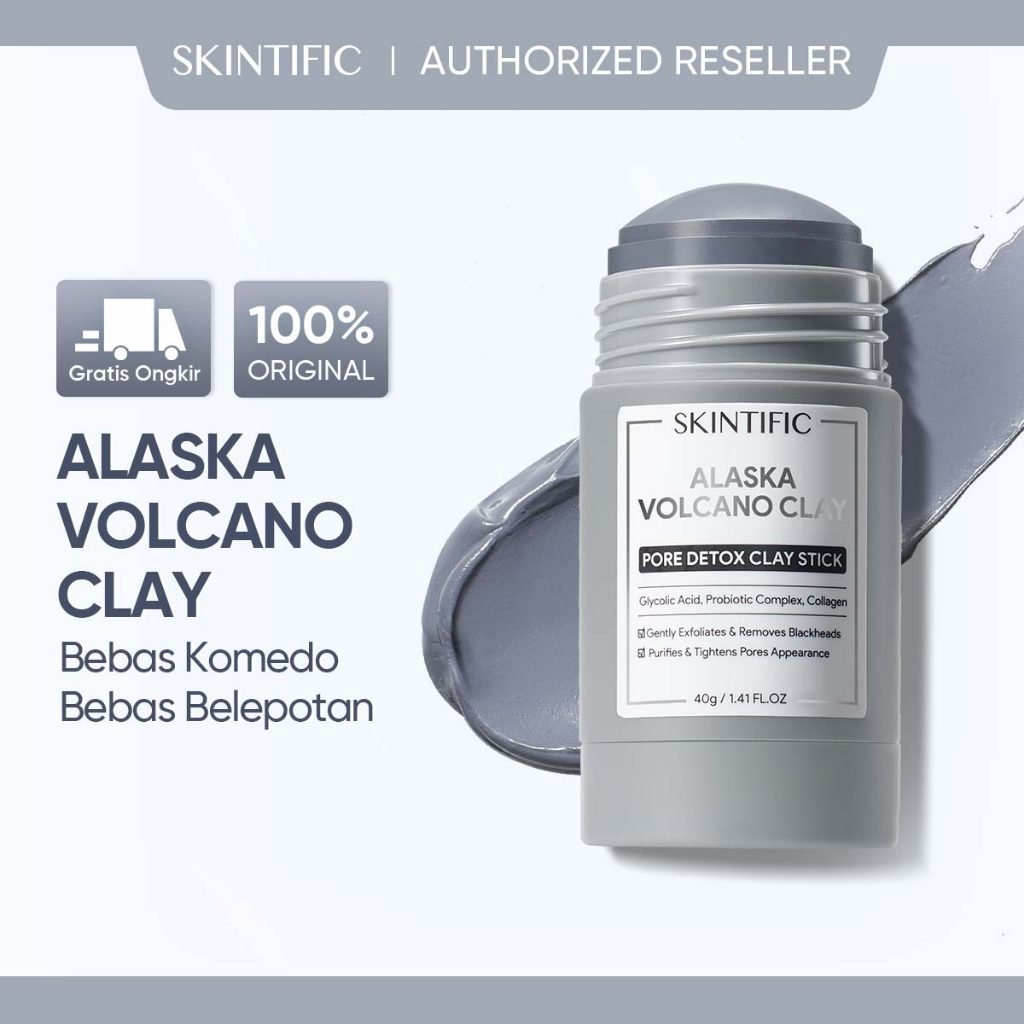 Clay Mask Komedo SKINTIFIC Alaska Volcano Clay Pore Detox Clay Stick 40g Stick Masker Mud Masker Clay Masker Wajah Skintific Masker Komedo Jerawat Wash Off Mask