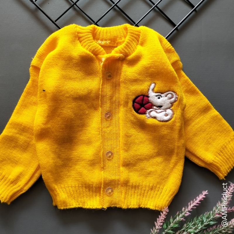 sweater jaket rajut bayi 0-6 bulan