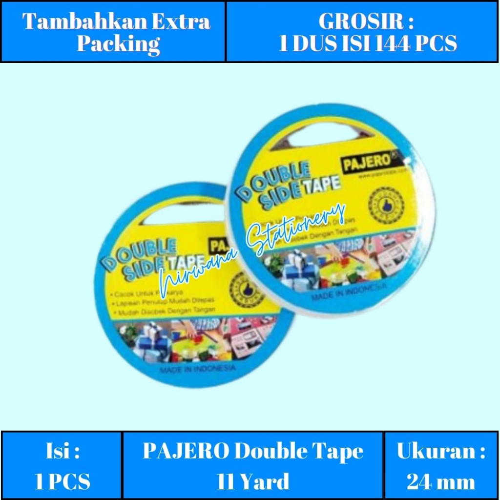 

PAJERO DOUBLE TAPE 24 mm x 11 yard / ISOLASI BOLAK BALIK