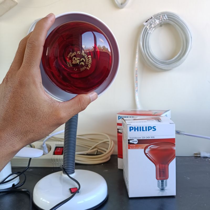 Alat Fisioterapi Terapi Inframerah Infrared Philips Asli 100 Watt Lampu Infrared Satu set