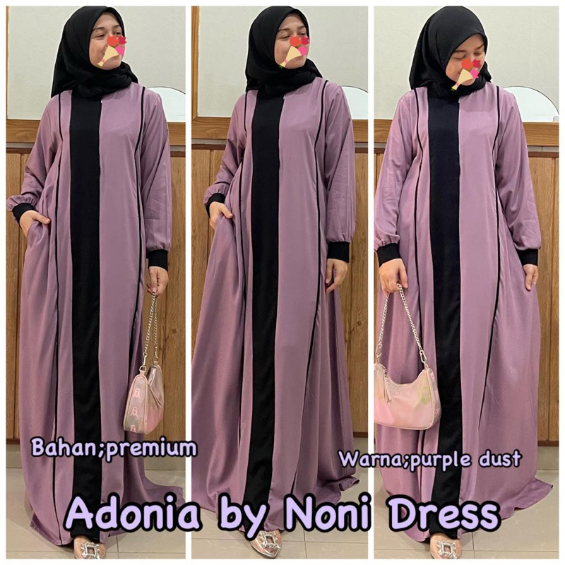 Daster Arab Noni ADONIA Maxi Dress Busui Gamis Rayon Twill Ori