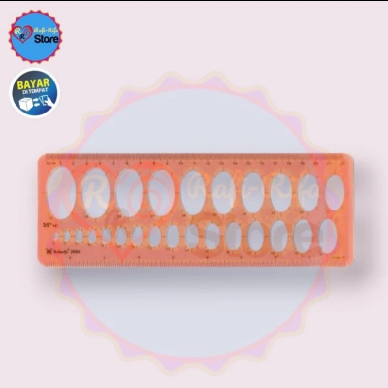 

Butterfly Penggaris Sablon Oval Mall Ellipse BT-2080 22cm