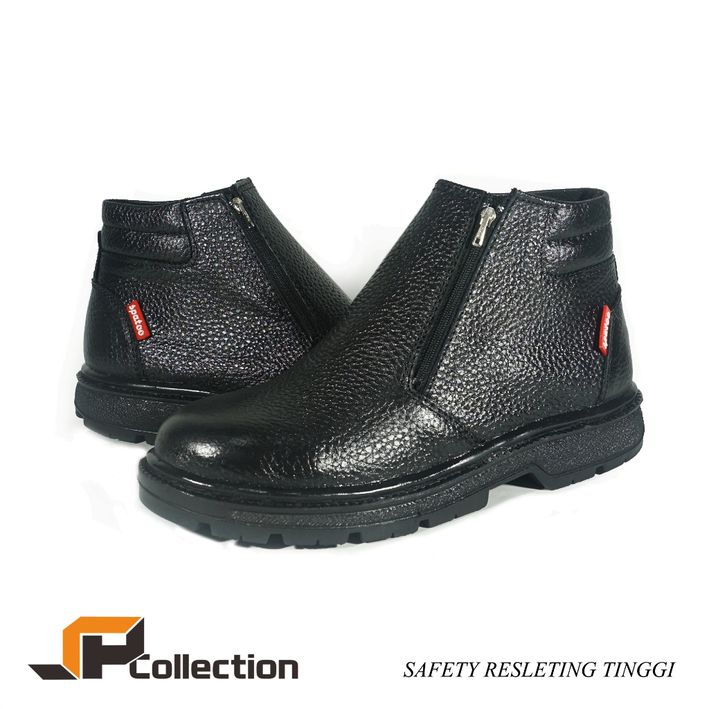 Sepatu Safety Boots Ber Reseleting Bahan Kulit Asli Kulit Jeruk Ada Besi Di Ujung Sepatunya Model Terbaru Original Sepatu Safety Reseleting Tinggi Spatoo