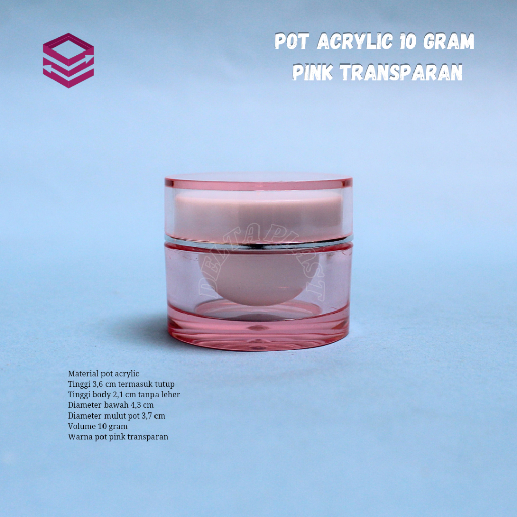 Pot Cream Acrylic 10gr Transfrant Pink / pot acrylic 10gr
