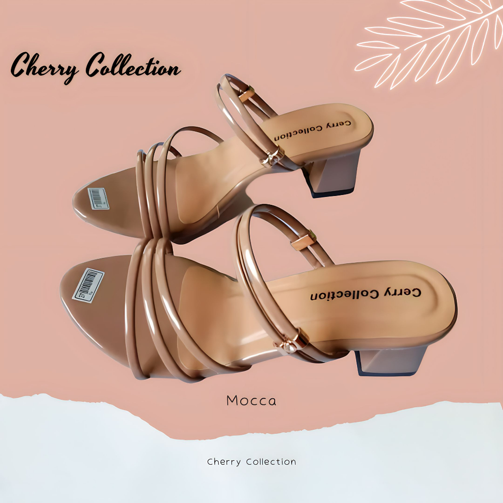 SANDAL HEELS WANITA SLEMPANG BLOCK HEELS 5 CM CHERRY COLLECTION SEPATU WANITA