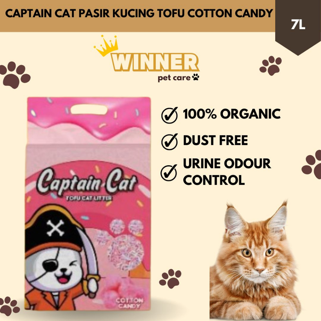 Captain Cat Pasir Kucing Cat Litter Tofu Cotton Candy 7L