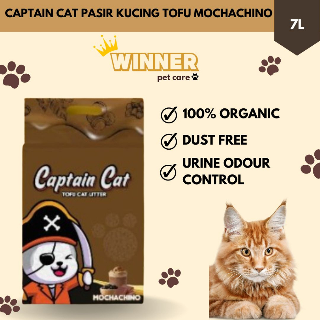 Captain Cat Pasir Kucing Cat Litter Tofu Mochachino 7L