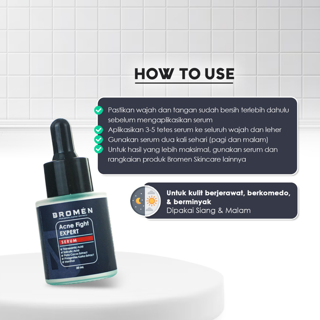 BROMEN Paket ACNE FIGHT (Acne Facial Wash + Serum Acne Fight Expert) Paket Wajah Berjerawat Skincare Cowok Bromen Paket Acne Basic Men