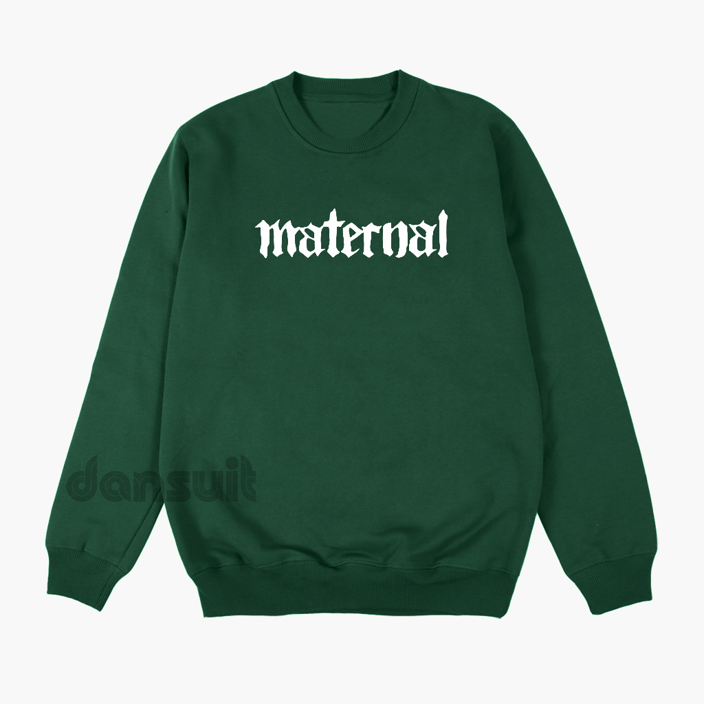 Sweater Crewneck Maternal Disaster Hitam Size M - XXXL Pria/Wanita Bahan Tebal Premium