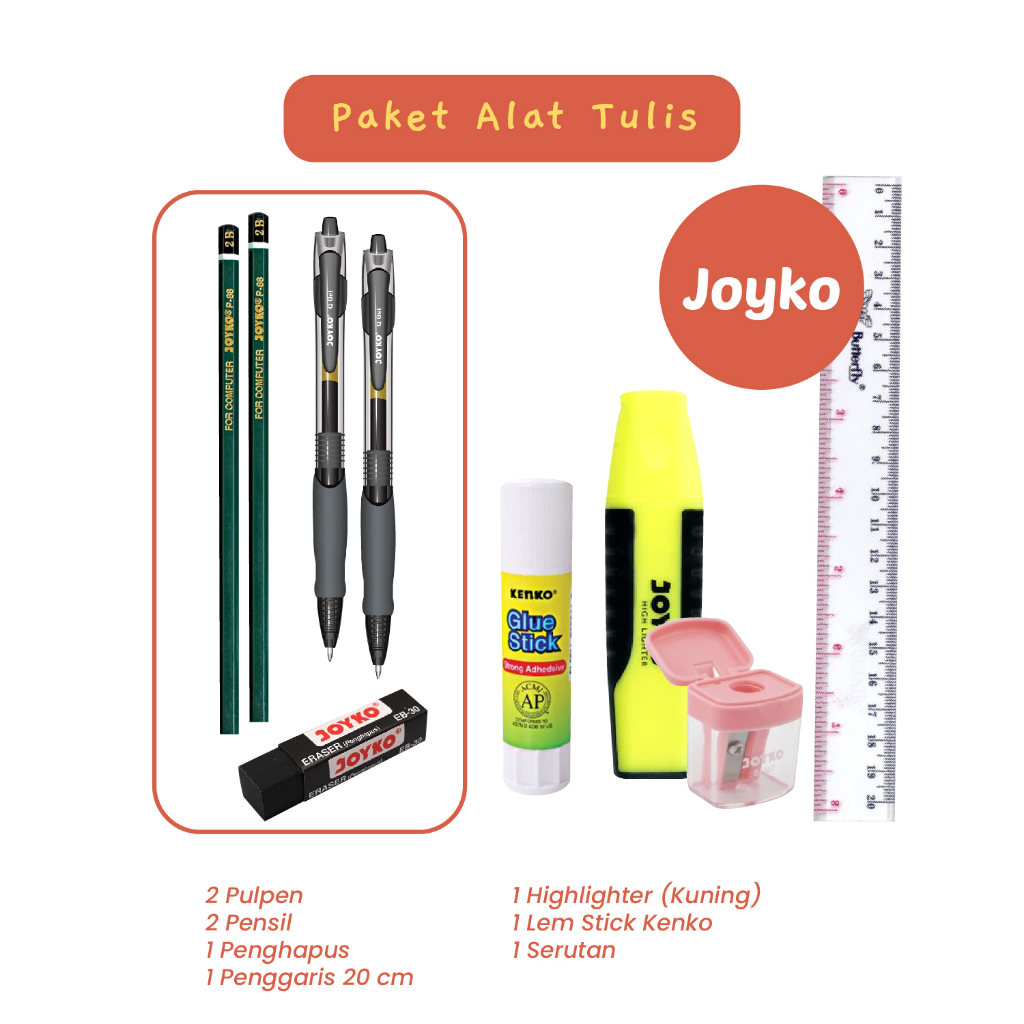 

RK Paket Alat Tulis Set Atk Pulpen Penghapus Pensil Penggaris Lem Serutan Back To School