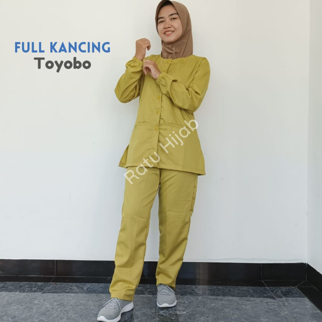 Baju OK OKA KANCING DEPAN FULL Lengan Panjang Karet Dokter Petugas medis Perawat Jaga Toyobo