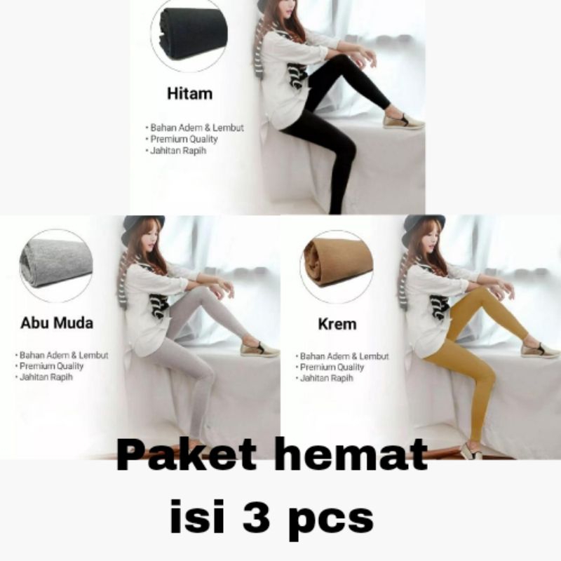 PAKET HEMAT ISI 3 PCS Celana Legging Bahan Kaos Rayon Legging Panjang Kaos Rayon