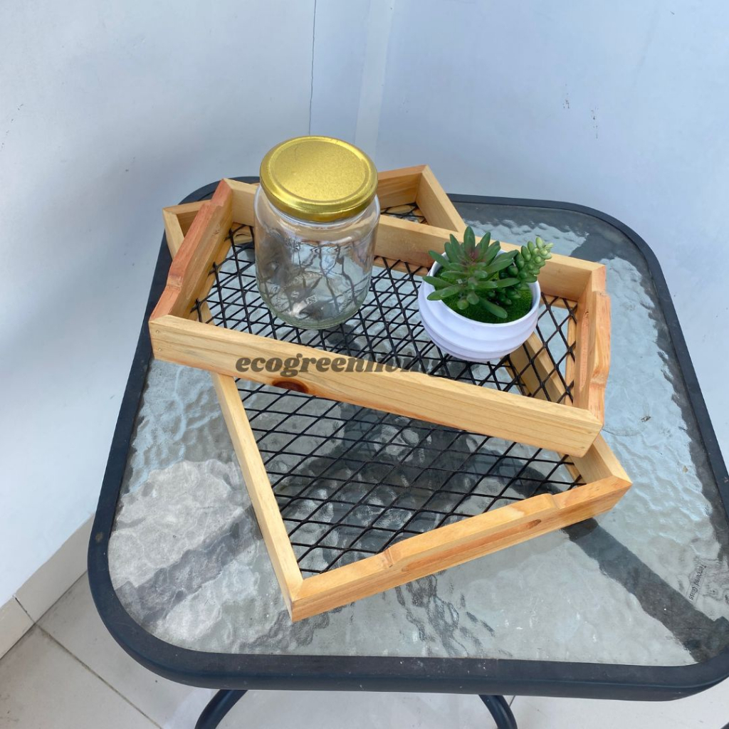 wooden serving tray kayu/baki kayu alas jaring serbaguna/natural nampan saji kayu