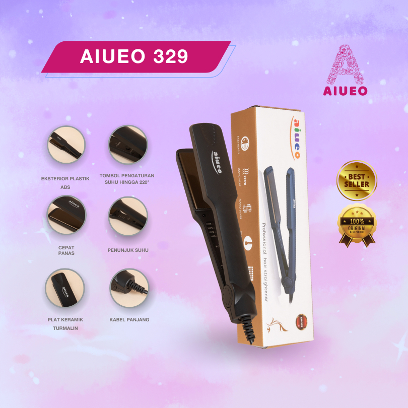 [GARANSI 18 BLN] Catokan Curly and Hair Straightener  AIUEO 329 | Catokan Rambut Hair Styler 2in1 Alat Catok Meluruskan Rambut dan Kriting