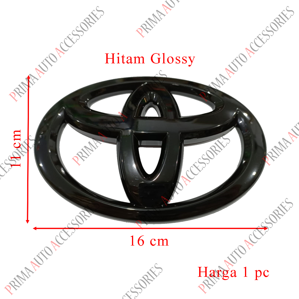 Emblem Mobil Logo TOYOTA Hitam Glossy 16 cm