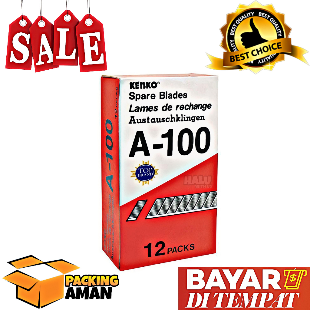 

(BISA COD) PROMO 5 Pcs Isi Cutter Kecil Kenko A-100 / Kenko Cutter Blade / Pisau Cutter / Refill Cutter A-100 (9 Mm)