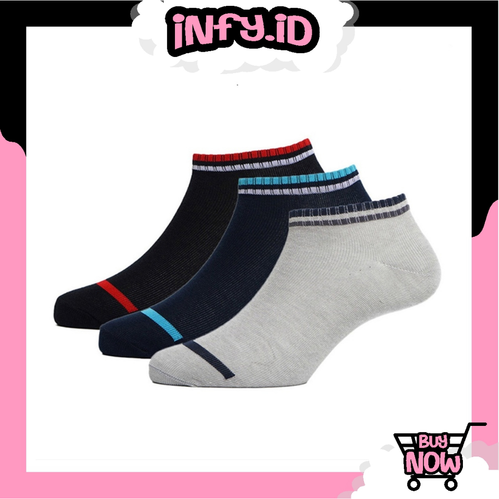 INFY - Kaos Kaki Korea Style Casual Sport Motif Garis Kaos Kaki Pria Wanita Bahan Katun  KK124