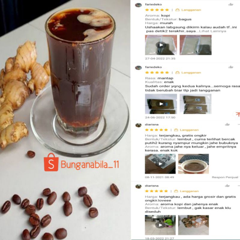 

Bubuk Kopi Robusta + Jahe 1kg