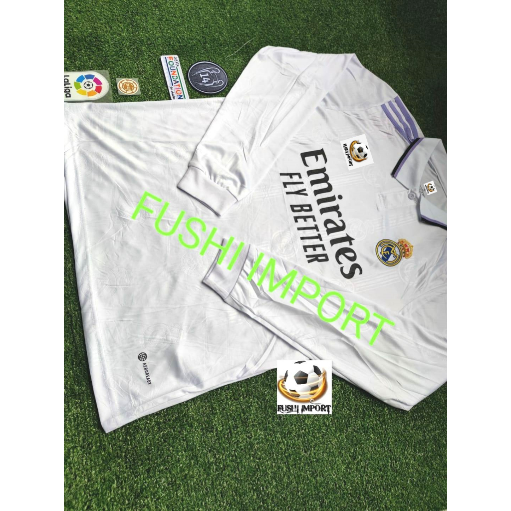 Jersey Baju Bola Madrid Home 2022 2023 Lengan Panjang Long Sleeve Grade Ori