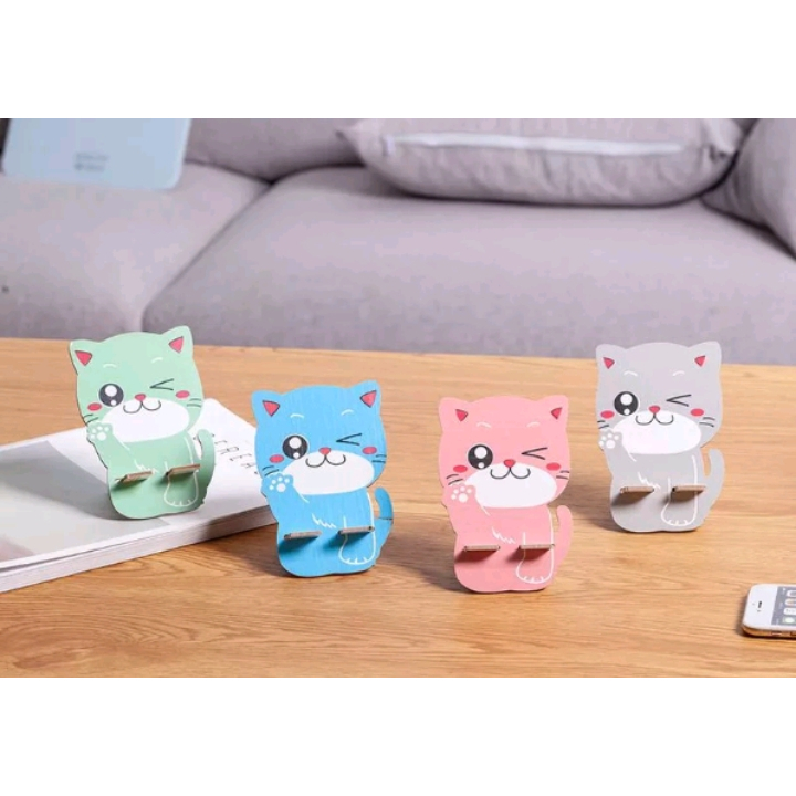 Holder HP Kayu Karakter Hewan Lucu