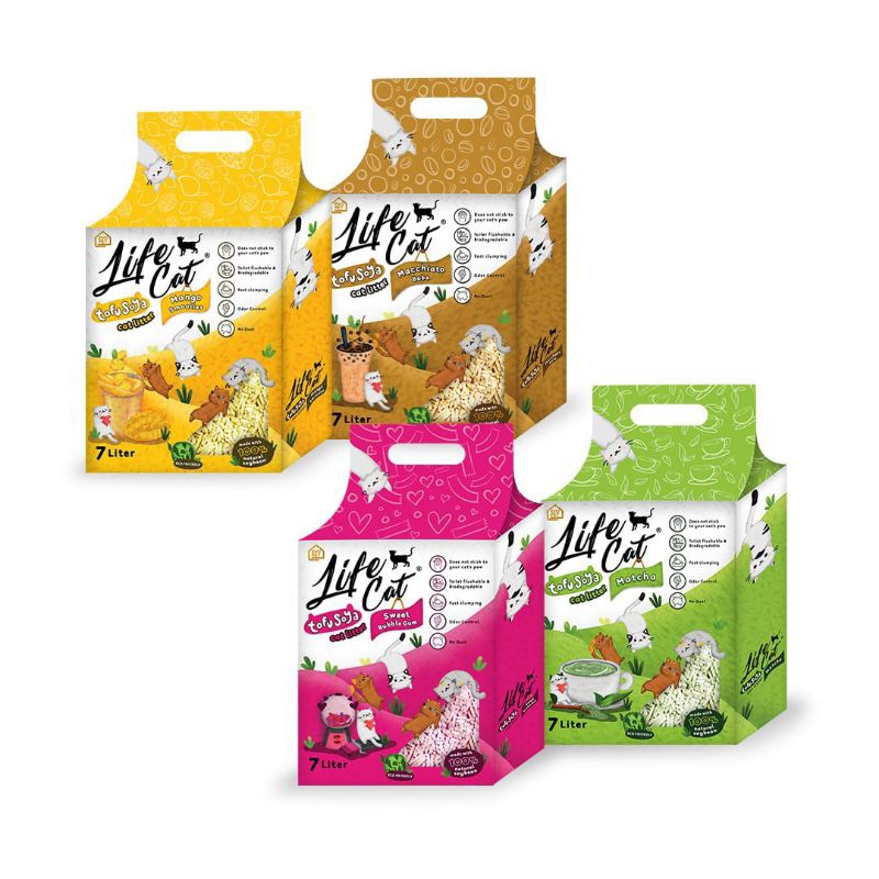 Terbaru pasir life cat tofu 7litter aroma sweet bubble gum kualitas bagus