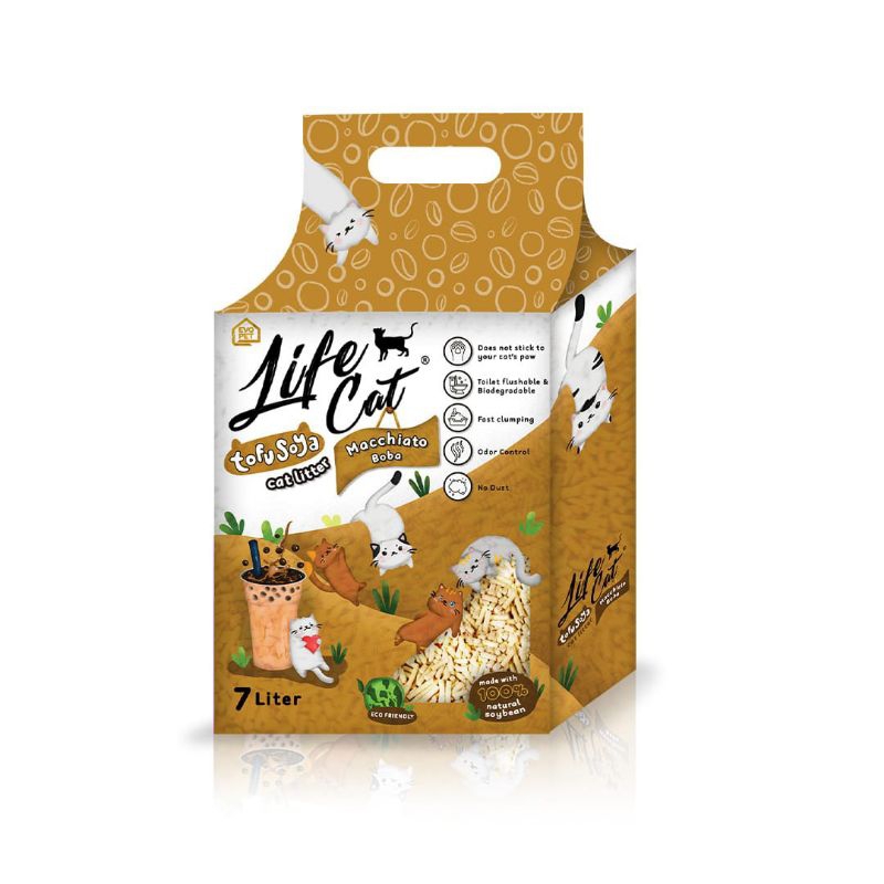 Expedisi pasir life cat tofu kualitas bagus aroma macchiato 7litter pasir life cat tofu