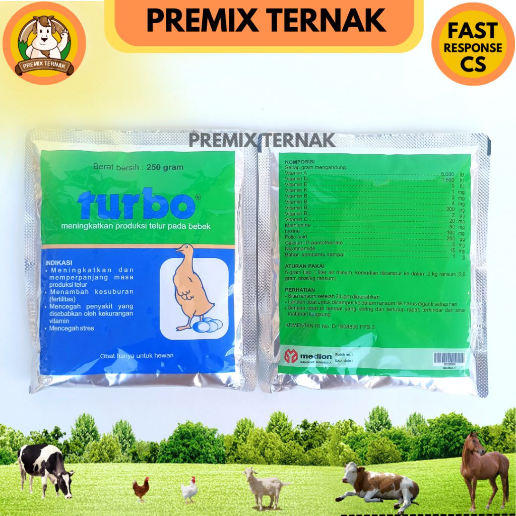 TURBO 250 GRAM MEDION - Vitamin Bebek Petelur - Meningkatkan Produktivitas Bebek Petelur