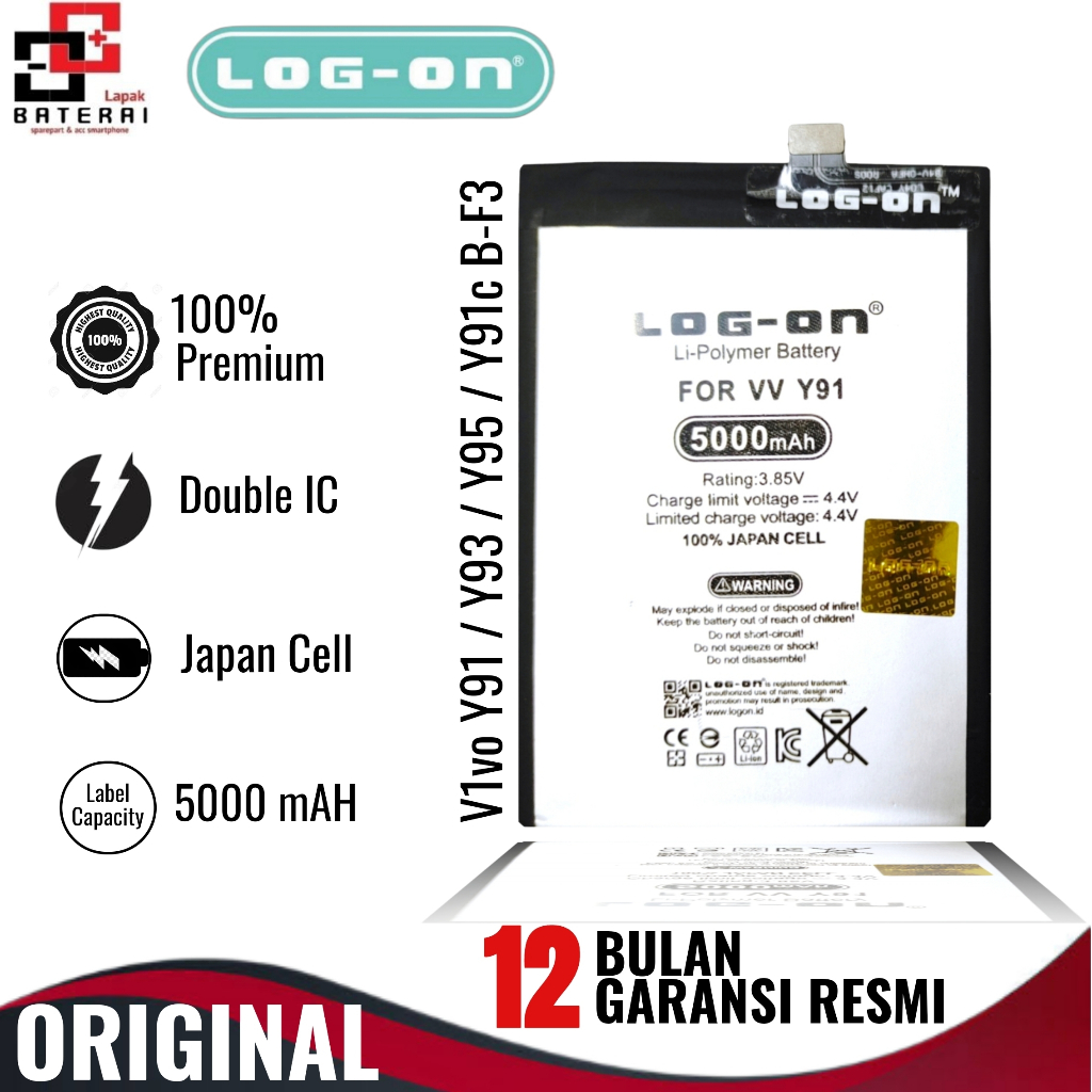 Log on - B-F3 Vivo Y91 / Y93 / Y95 / Y91C Double IC Battery Baterai Batre
