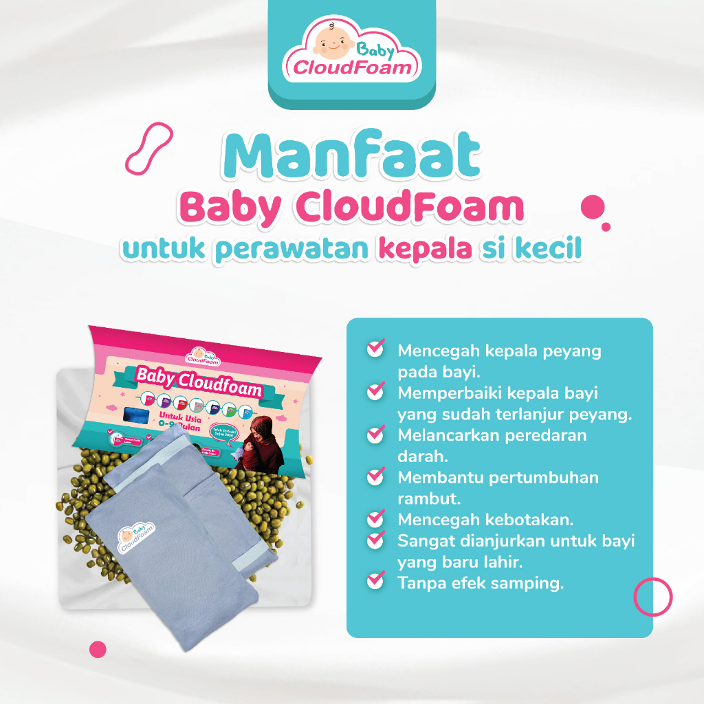 Baby Cloudfoam Paket Lengkap Cotton Bamboo / Bantal Anti Peyang / Guling / Selimut / OTG Blanket