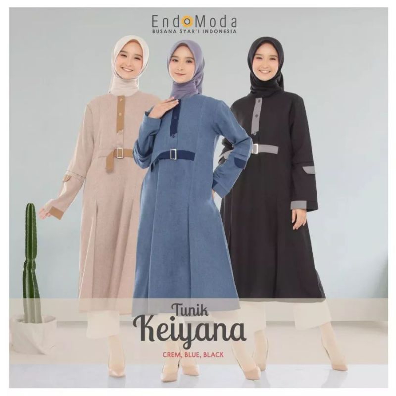 Endomoda Atasan Tunik Keiyana (Cream, Blue, Black)