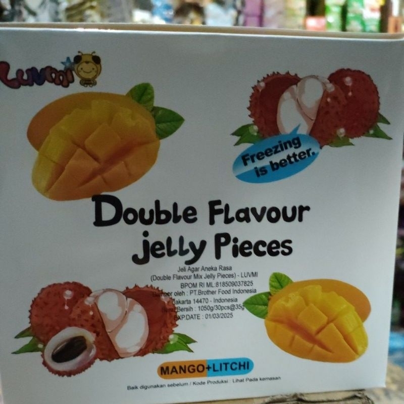 double flavour jelly pieces jeli agar aneka rasa isi 30 pcs