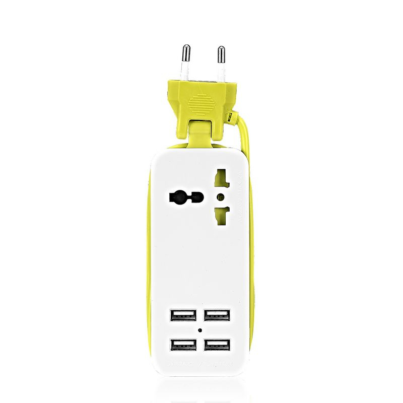 Stop Kontak Colokan Listrik Universal 4 USB Port EU Plug - S40N - White/Green