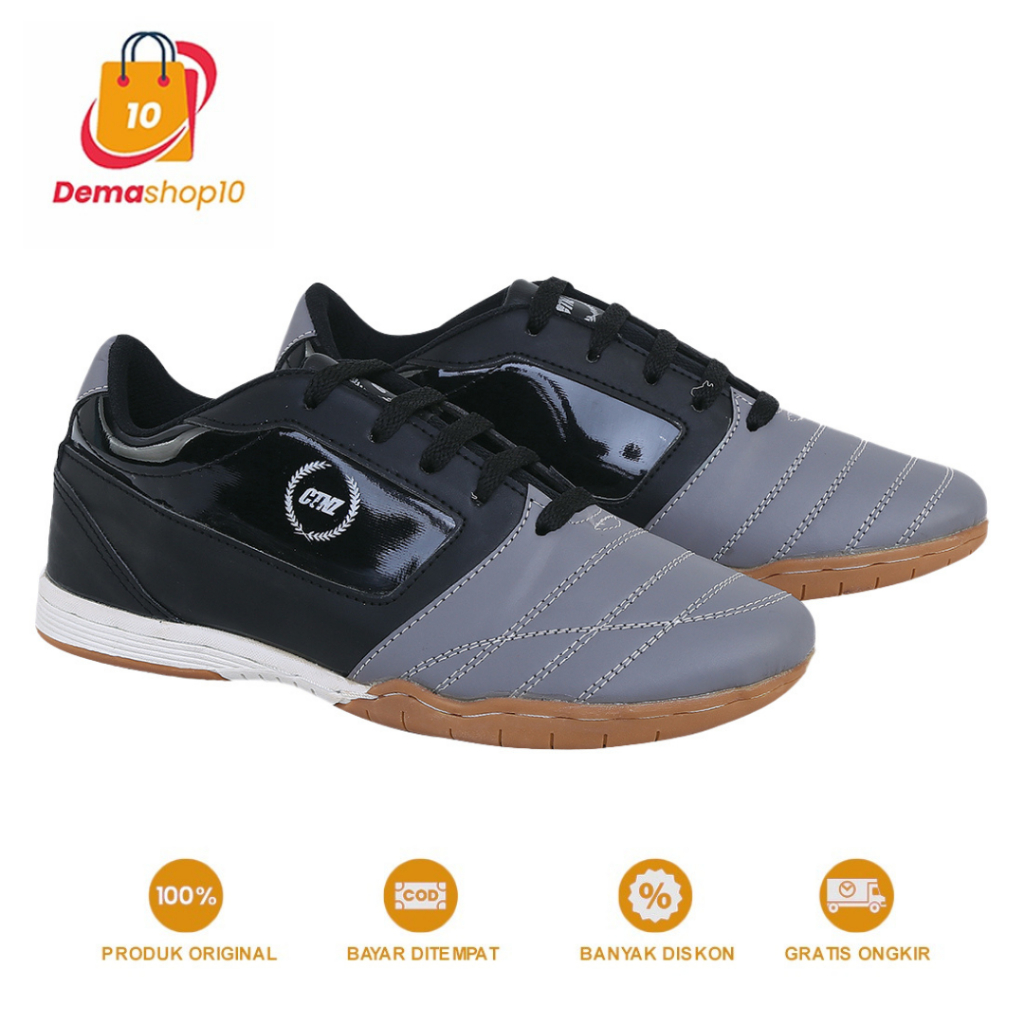 Catenzo DY 039 Sepatu Futsal Pria Sintetis Abu Abu / Sepatu Futsal Pria Original Bahan Kulit Sinteti
