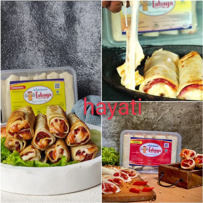 labaya kebab ori . pedas . mozarella . piscok frozen food