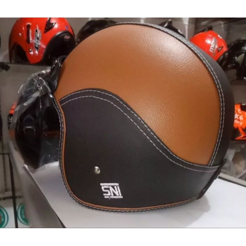 HELM MURAH,HELM HALF FACE BOGO KULIT RETRO BERKUALITAS BAGUS TERJAMIN UKURAN YG SANGAT BESAR DENGAN 