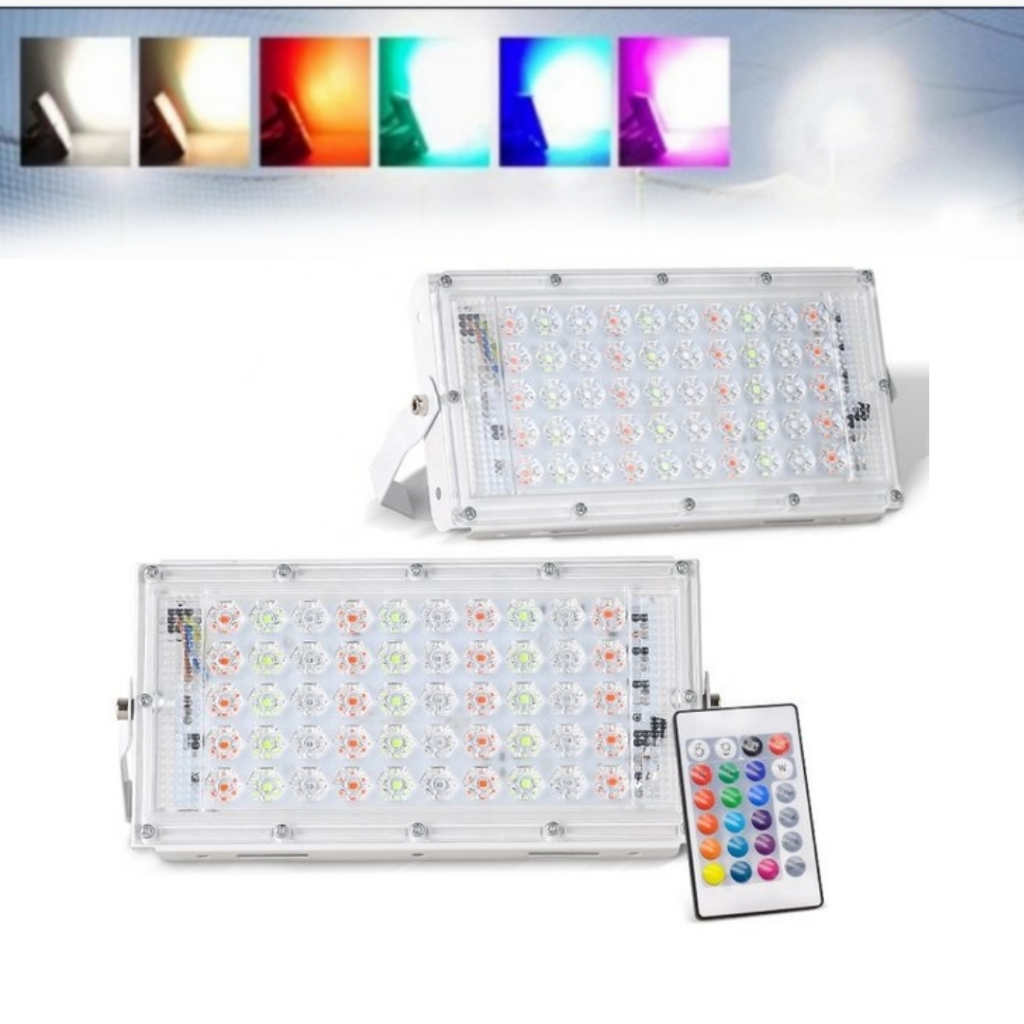 LAMPU SOROT 50W RGB MODEL Remote LAMPU LED TEMBAK 50watt floodlight