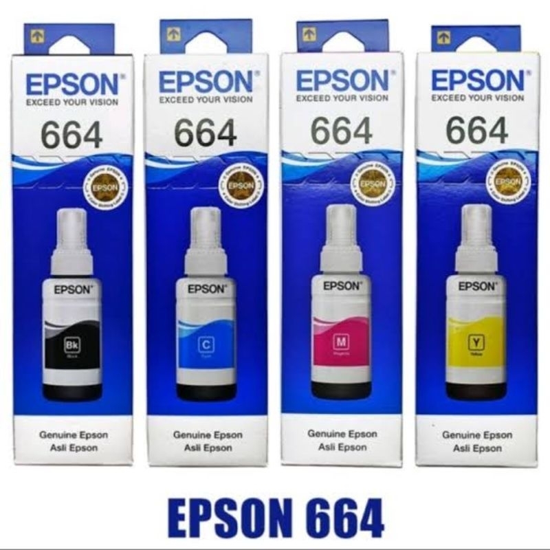 Tinta Epson 664 (70 ml) untuk printer Epson L100, L110, L120, L200, L210, L220, L300, L310, L350, L355, L360, L365, L455, L550, L555, L565, L655, L1300